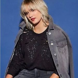 Olivaceous Black Distressed Tee/Blouse